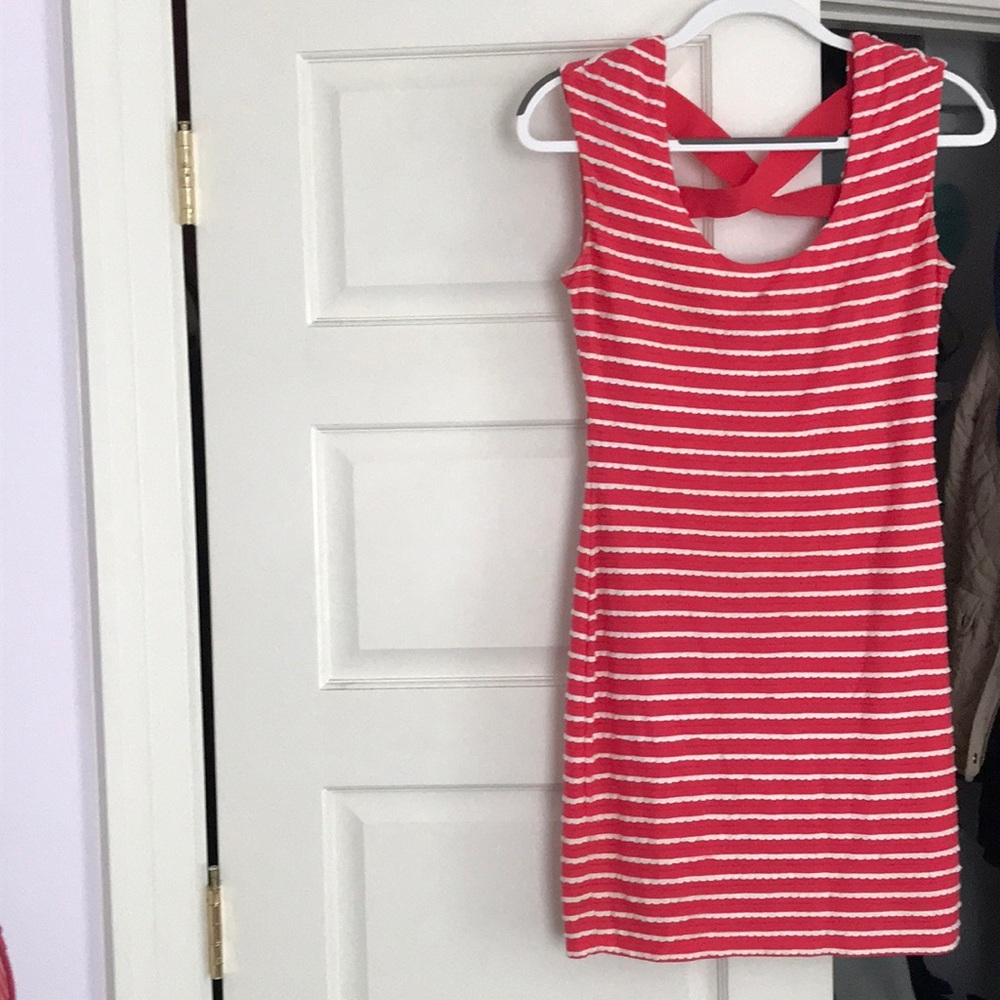 Dark pink and white striped GUESS dress